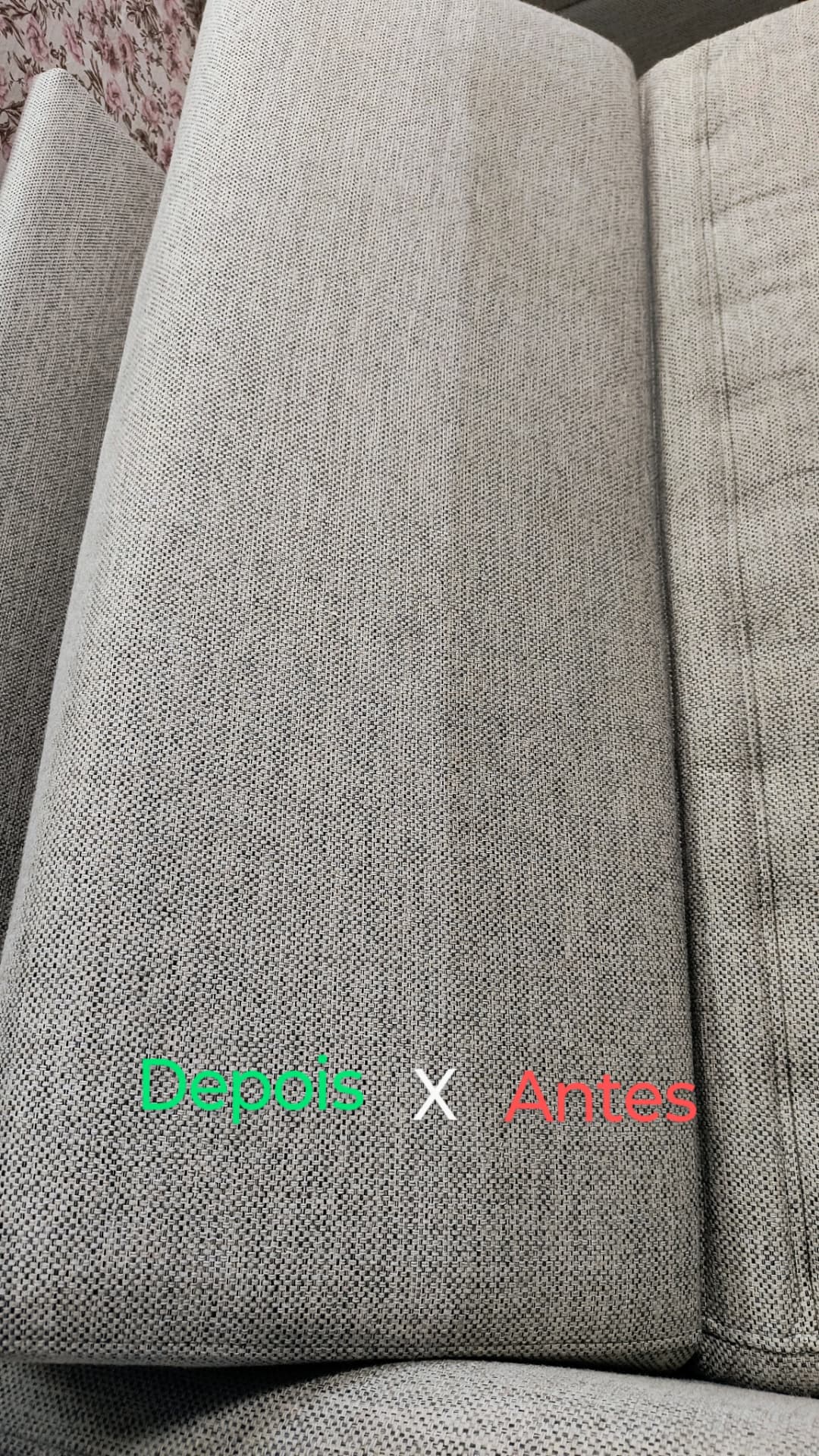 Sofá higienizado: comparativo antes e depois